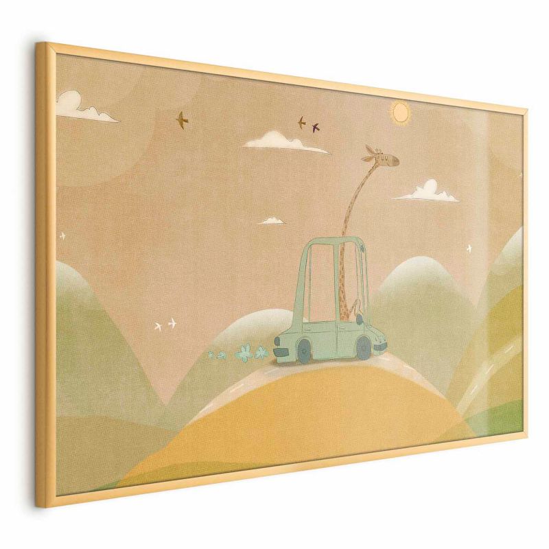Plakat Artgeist Podróżująca żyrafa 30x21 cm z ramą złotą 1 szt