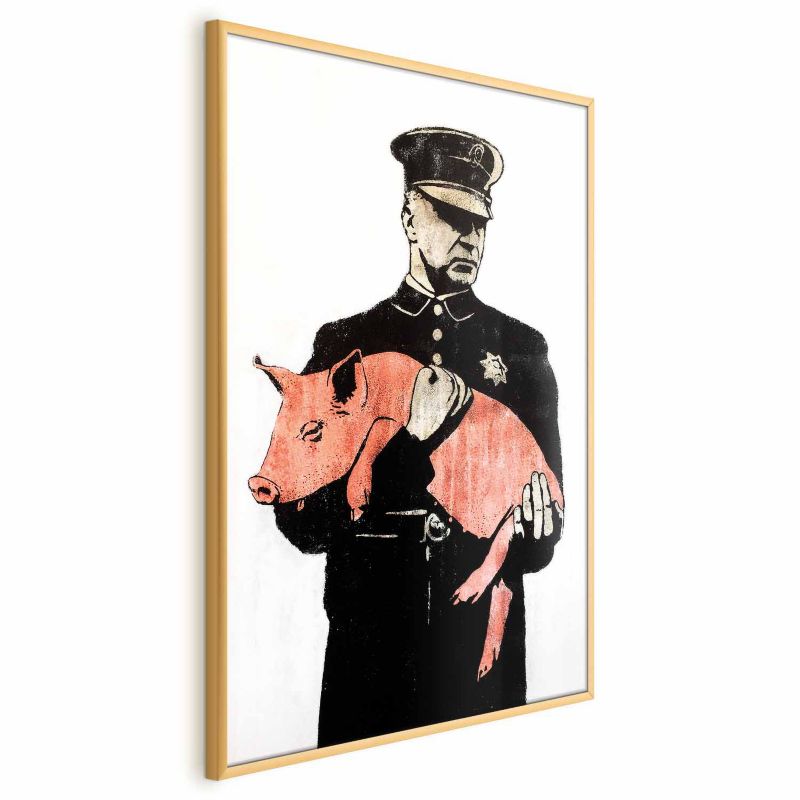 Plakat Artgeist Policyjna świnia 21x30 cm z ramą złotą 1 szt