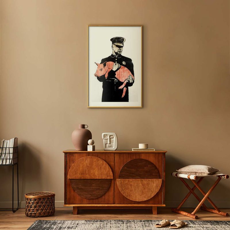 Plakat Artgeist Policyjna świnia 21x30 cm z ramą złotą 1 szt