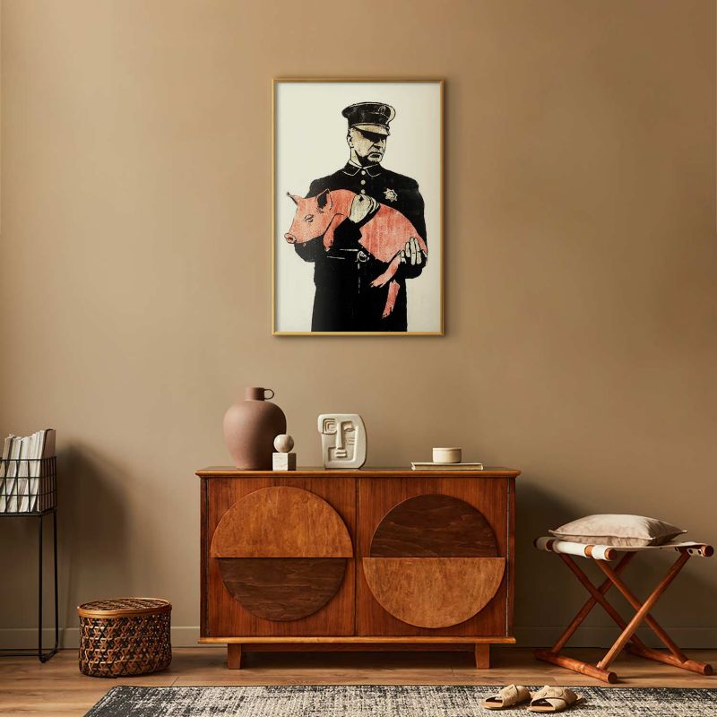 Plakat Artgeist Policyjna świnia 60x90 cm z ramą złotą 1 szt