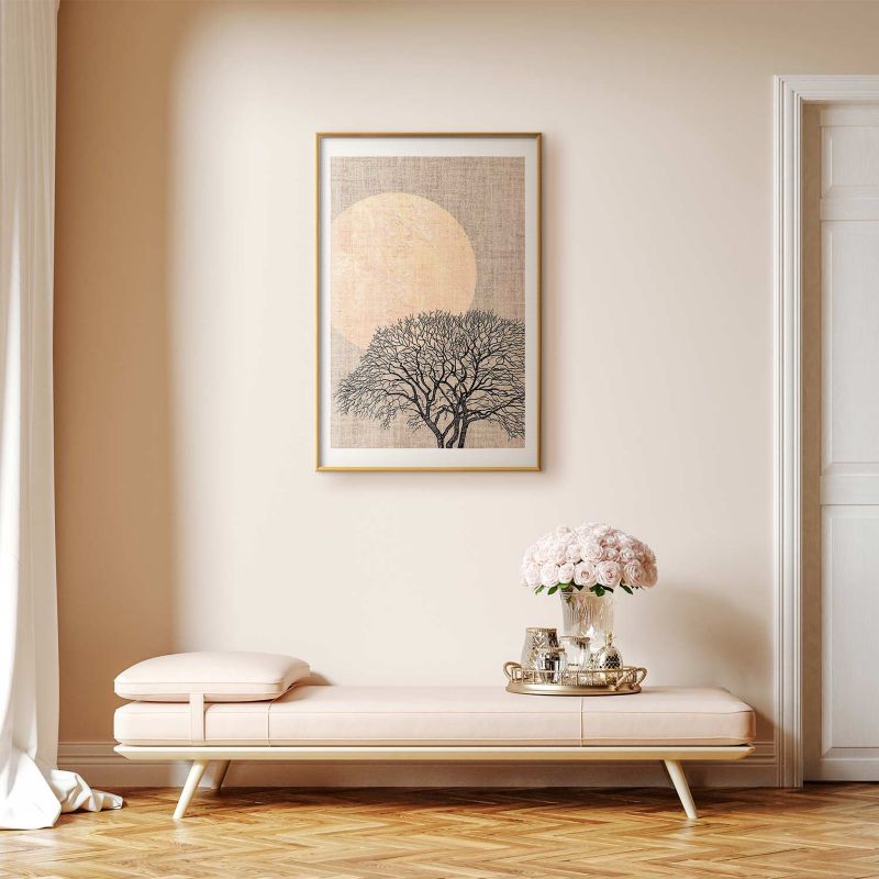 Plakat Artgeist Poranna pełnia księżyca 29,7x42 cm z ramą złotą 1 szt