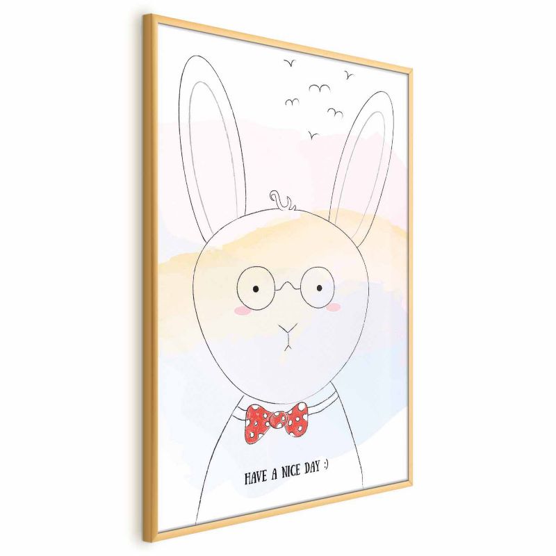 Plakat Artgeist Pozdrowienia od królika 21x30 cm z ramą złotą 1 szt