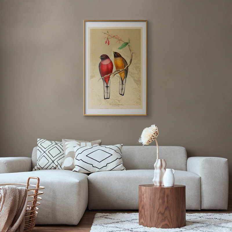 Plakat Artgeist Ptaki na gałązce 60x90 cm z ramą złotą 1 szt
