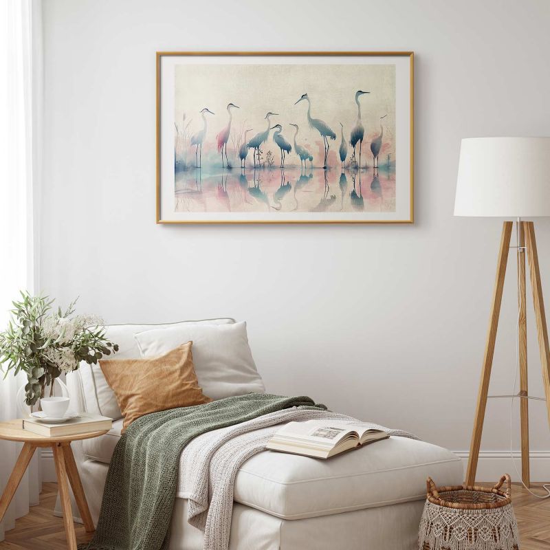 Plakat Artgeist Ptaki nad jeziorem 30x21 cm z ramą złotą 1 szt