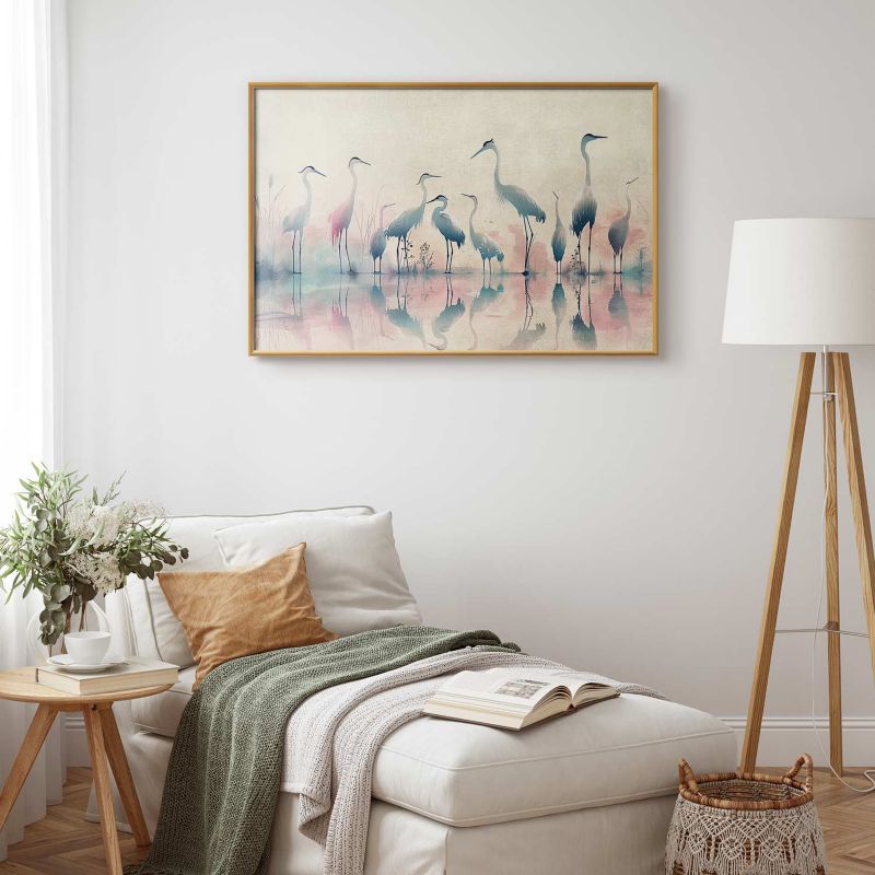 Plakat Artgeist Ptaki nad jeziorem 90x60 cm z ramą złotą 1 szt