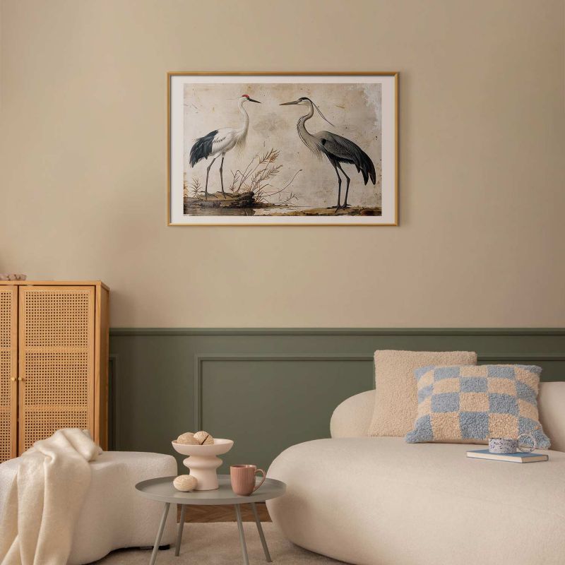 Plakat Artgeist Ptaki z ryciny 90x60 cm z ramą złotą 1 szt