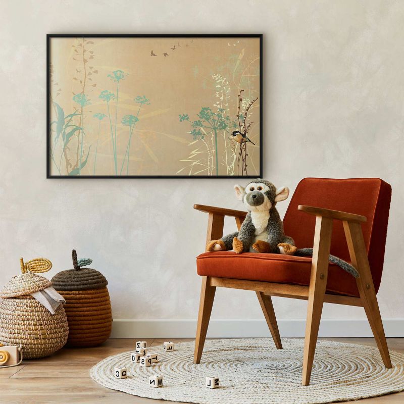 Plakat Artgeist Ptaszek na łące 60x40 cm z ramą czarną 1 szt