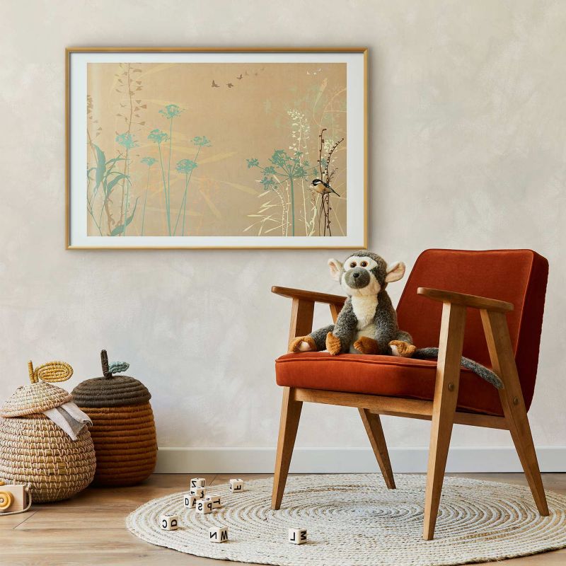 Plakat Artgeist Ptaszek na łące 60x40 cm z ramą złotą 1 szt