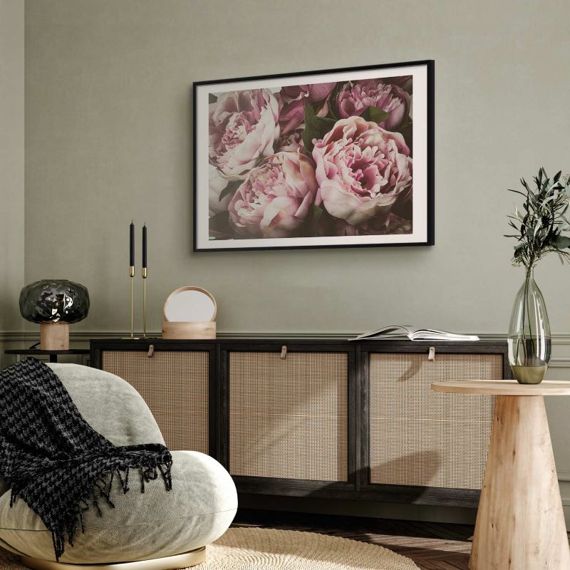 Plakat Artgeist Różowe piwonie 30x21 cm z ramą czarną 1 szt