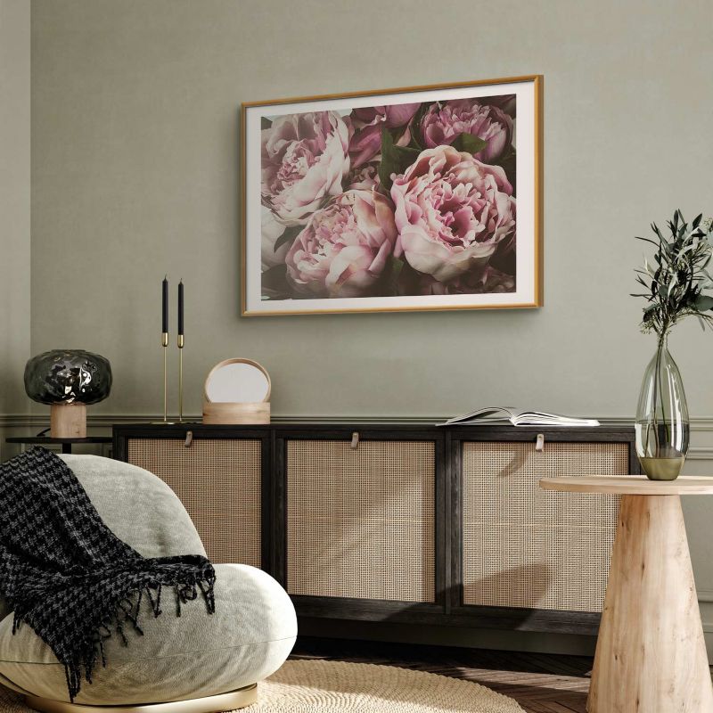 Plakat Artgeist Różowe piwonie 42x29,7 cm z ramą złotą 1 szt