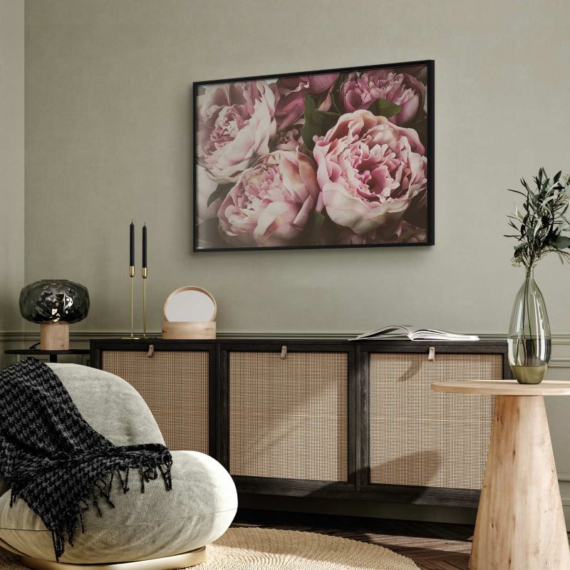 Plakat Artgeist Różowe piwonie 60x40 cm z ramą czarną 1 szt