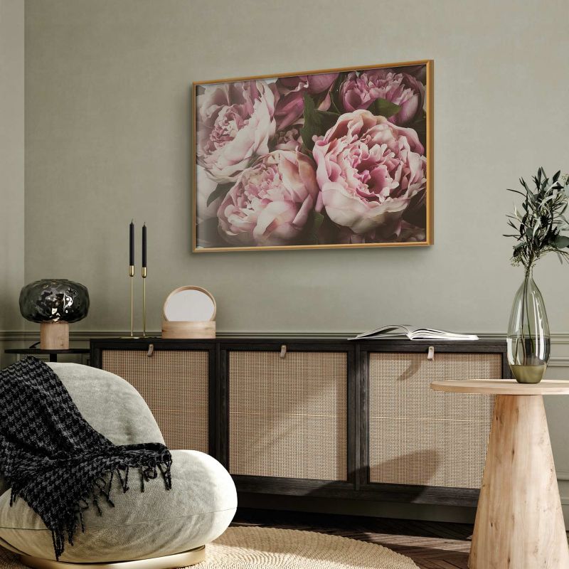 Plakat Artgeist Różowe piwonie 90x60 cm z ramą złotą 1 szt