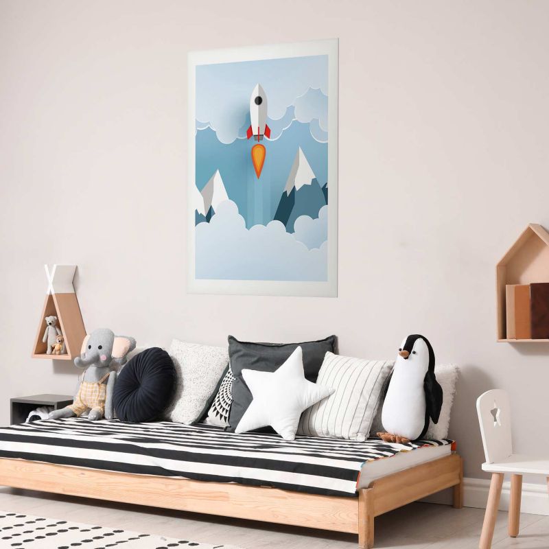 Plakat Artgeist Rakieta w chmurach 21x30 cm bez ramy 1 szt