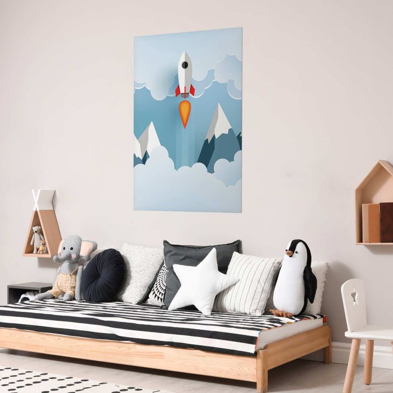 Plakat Artgeist Rakieta w chmurach 40x60 cm bez ramy 1 szt