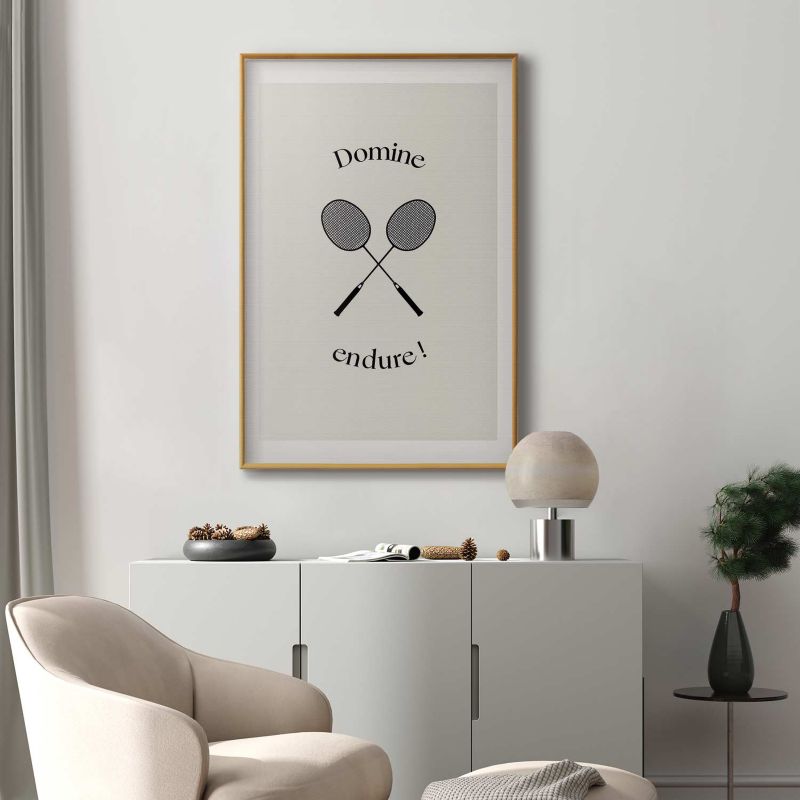 Plakat Artgeist Rakiety do badmintona 21x30 cm z ramą złotą 1 szt
