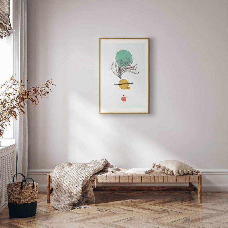 Plakat Artgeist Roślinna kompozycja 40x60 cm z ramą złotą 1 szt