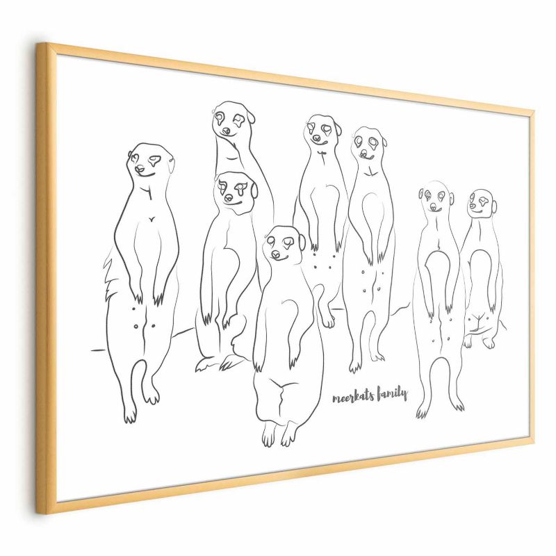 Plakat Artgeist Rodzina surykatek 90x60 cm z ramą złotą 1 szt