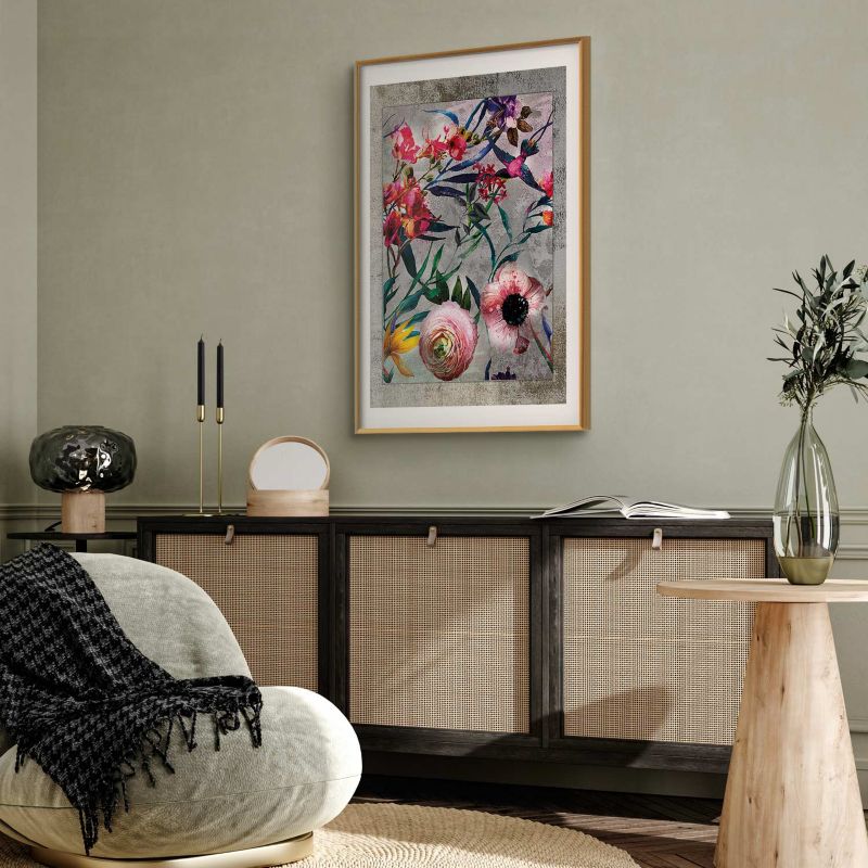 Plakat Artgeist Rustykalne kwiaty 60x90 cm z ramą złotą 1 szt