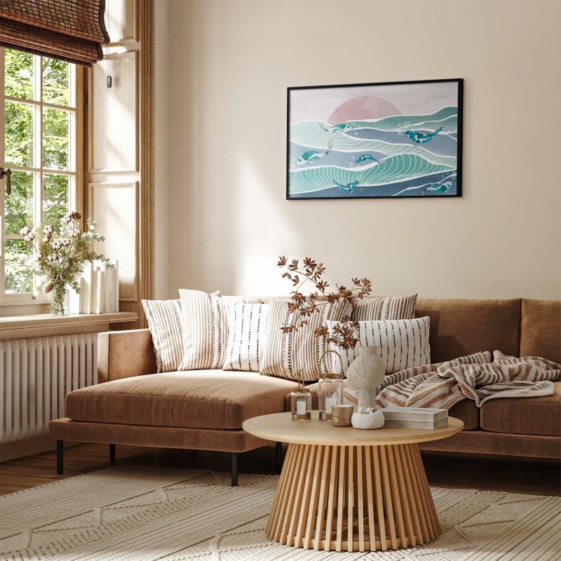 Plakat Artgeist Ryby na falach 42x29,7 cm z ramą czarną 1 szt