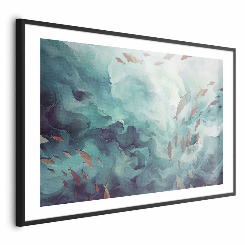 Plakat Artgeist Ryby w oceanie 90x60 cm z ramą czarną 1 szt