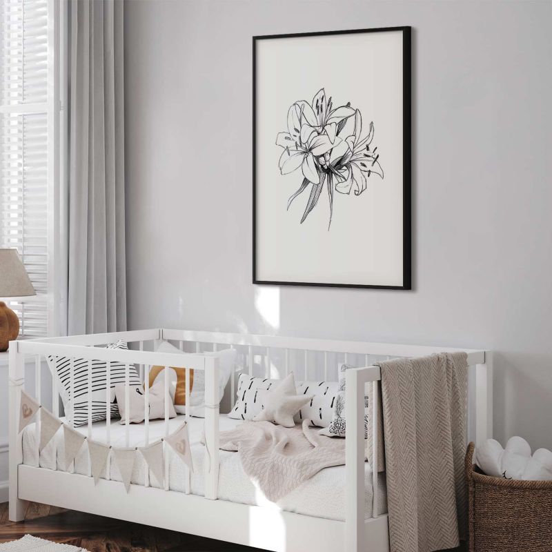 Plakat Artgeist Rysowane kwiaty 60x90 cm z ramą czarną 1 szt