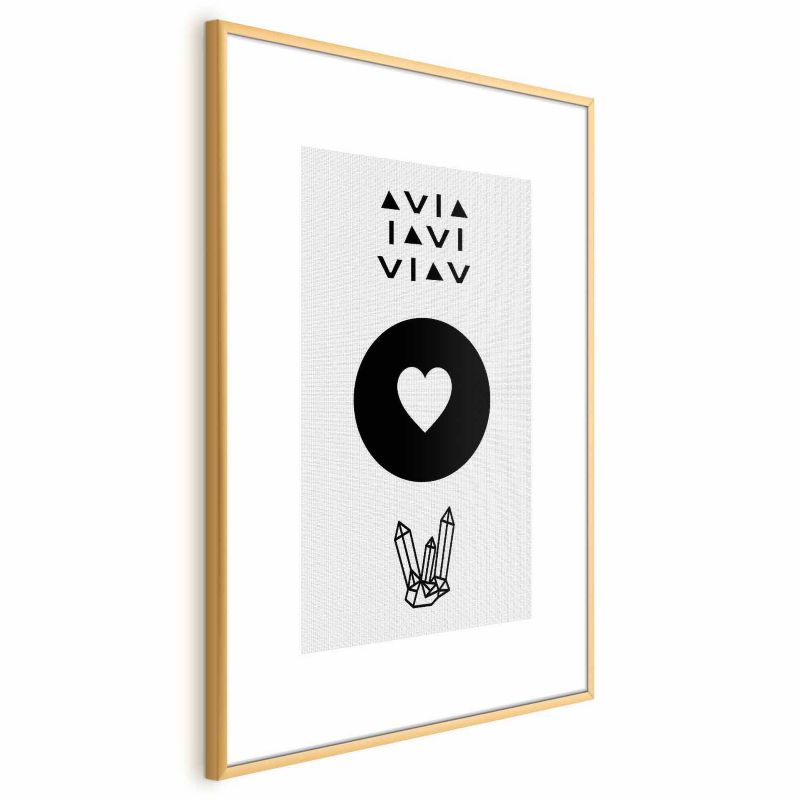Plakat Artgeist Serce i kryształty 29,7x42 cm z ramą złotą 1 szt