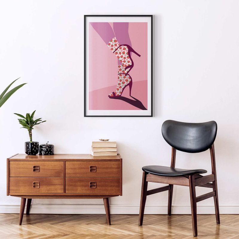 Plakat Artgeist Skarpetki w truskawki 40x60 cm z ramą czarną 1 szt