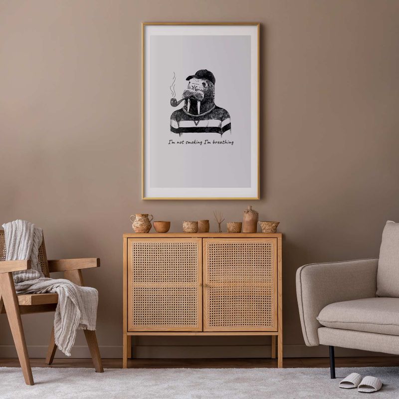 Plakat Artgeist Smoking 21x30 cm z ramą złotą 1 szt