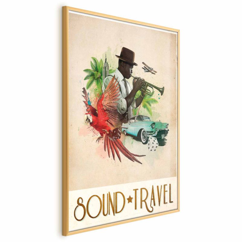 Plakat Artgeist Sound Travel 21x30 cm z ramą złotą 1 szt