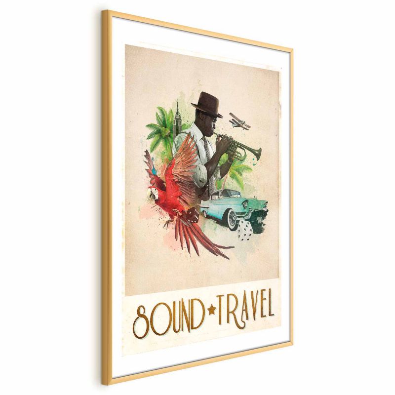 Plakat Artgeist Sound Travel 21x30 cm z ramą złotą 1 szt