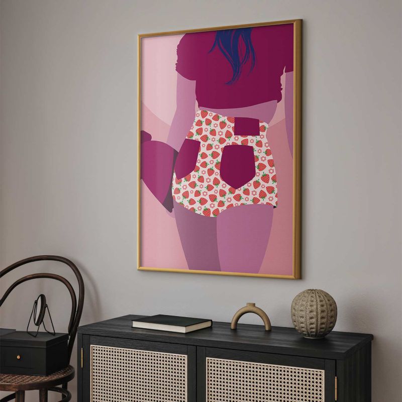 Plakat Artgeist Spodenki w truskawki 21x30 cm z ramą złotą 1 szt
