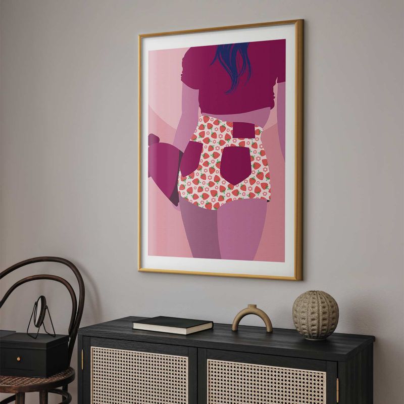 Plakat Artgeist Spodenki w truskawki 21x30 cm z ramą złotą 1 szt