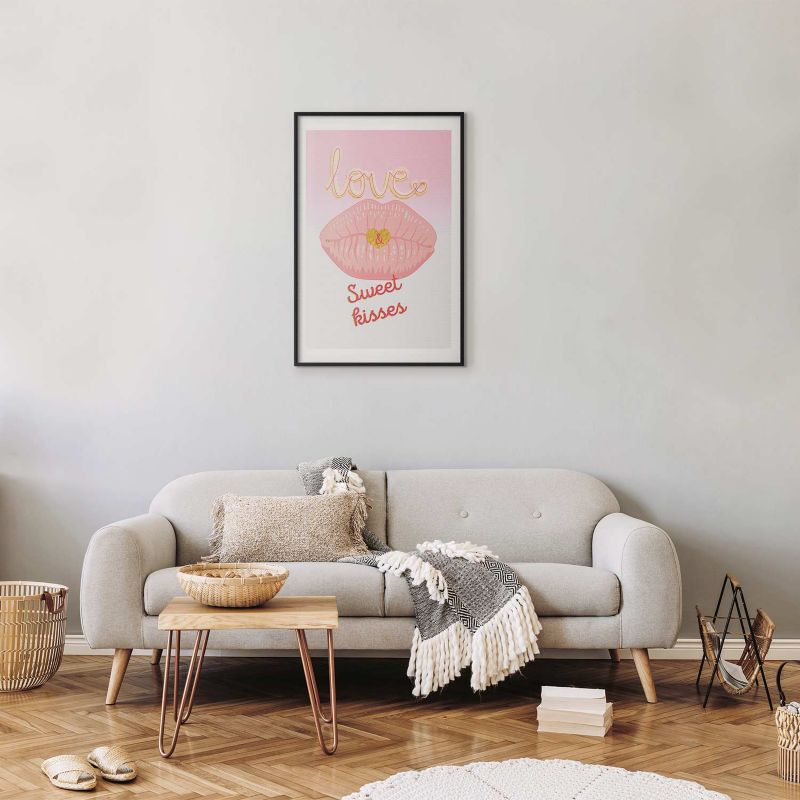 Plakat Artgeist Sweet Kisses 21x30 cm z ramą czarną 1 szt