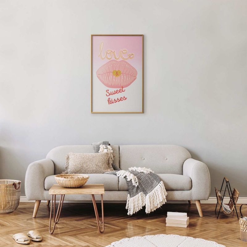 Plakat Artgeist Sweet Kisses 40x60 cm z ramą złotą 1 szt