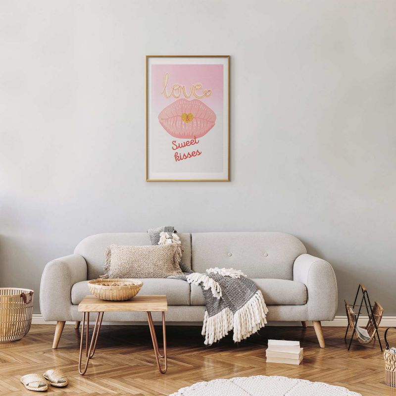 Plakat Artgeist Sweet Kisses 60x90 cm z ramą złotą 1 szt