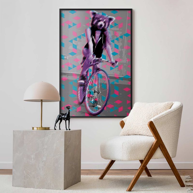 Plakat Artgeist Szop na rowerze 21x30 cm z ramą czarną 1 szt
