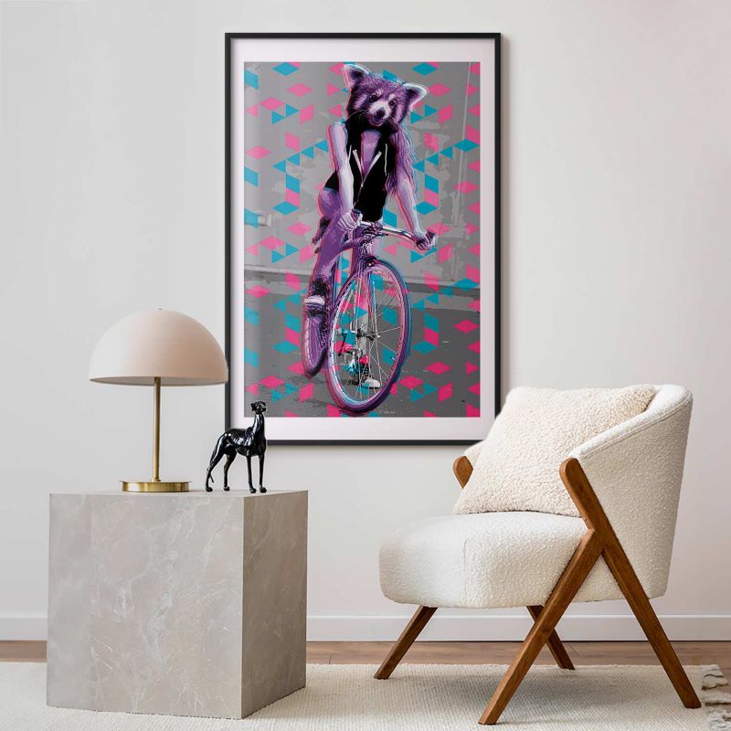 Plakat Artgeist Szop na rowerze 40x60 cm z ramą czarną 1 szt