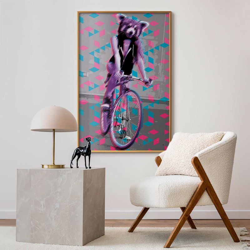 Plakat Artgeist Szop na rowerze 40x60 cm z ramą złotą 1 szt
