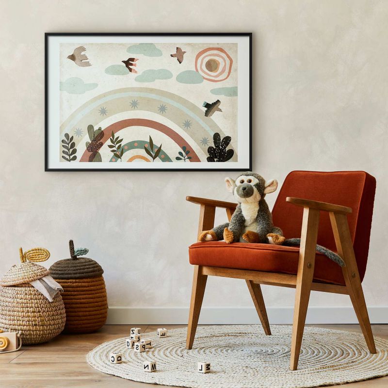 Plakat Artgeist Tęcza i ptaki 60x40 cm z ramą czarną 1 szt