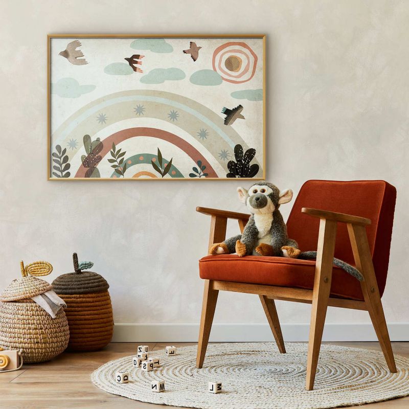 Plakat Artgeist Tęcza i ptaki 60x40 cm z ramą złotą 1 szt