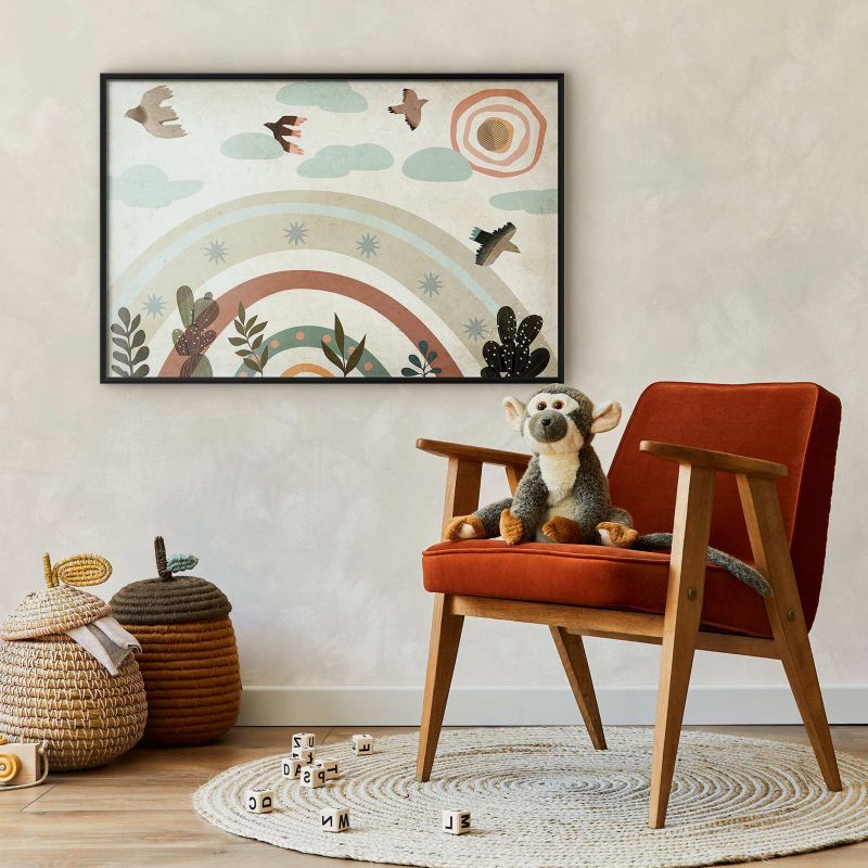 Plakat Artgeist Tęcza i ptaki 90x60 cm z ramą czarną 1 szt