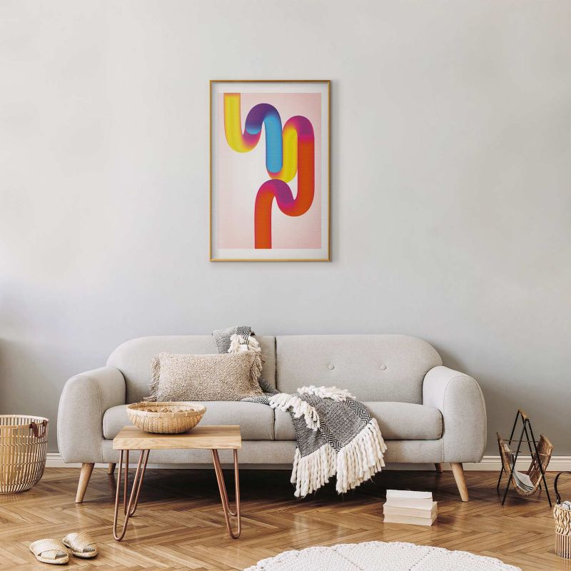 Plakat Artgeist Tęczowe Rurki 29,7x42 cm z ramą złotą 1 szt