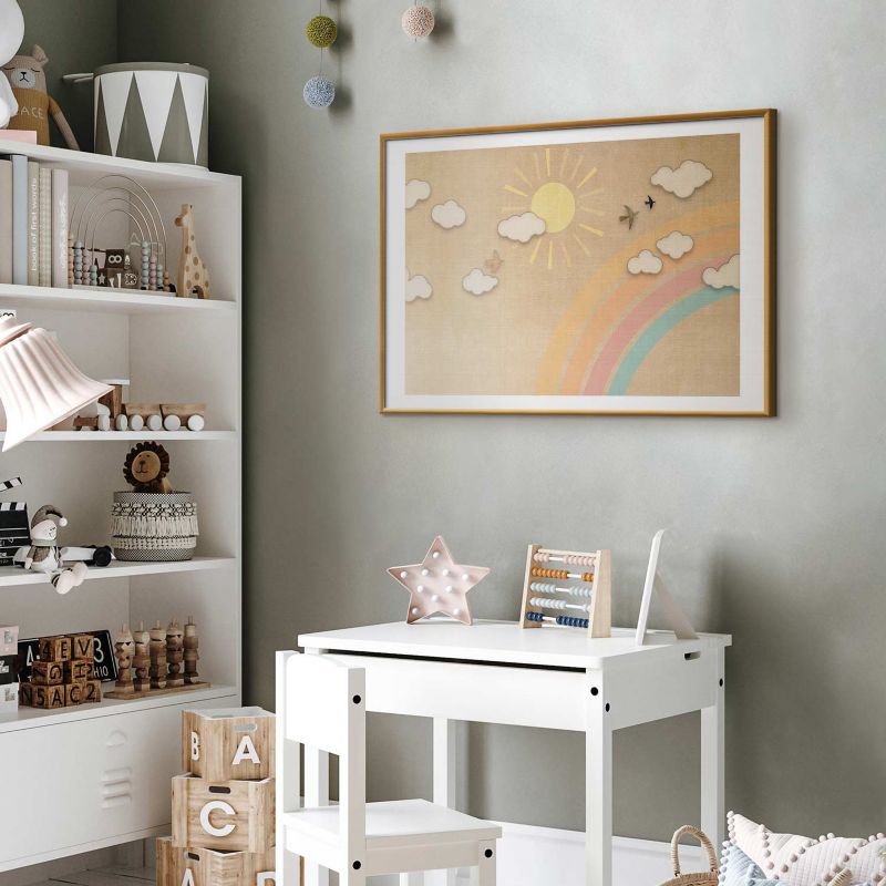 Plakat Artgeist Tęczowy dzień 90x60 cm z ramą złotą 1 szt