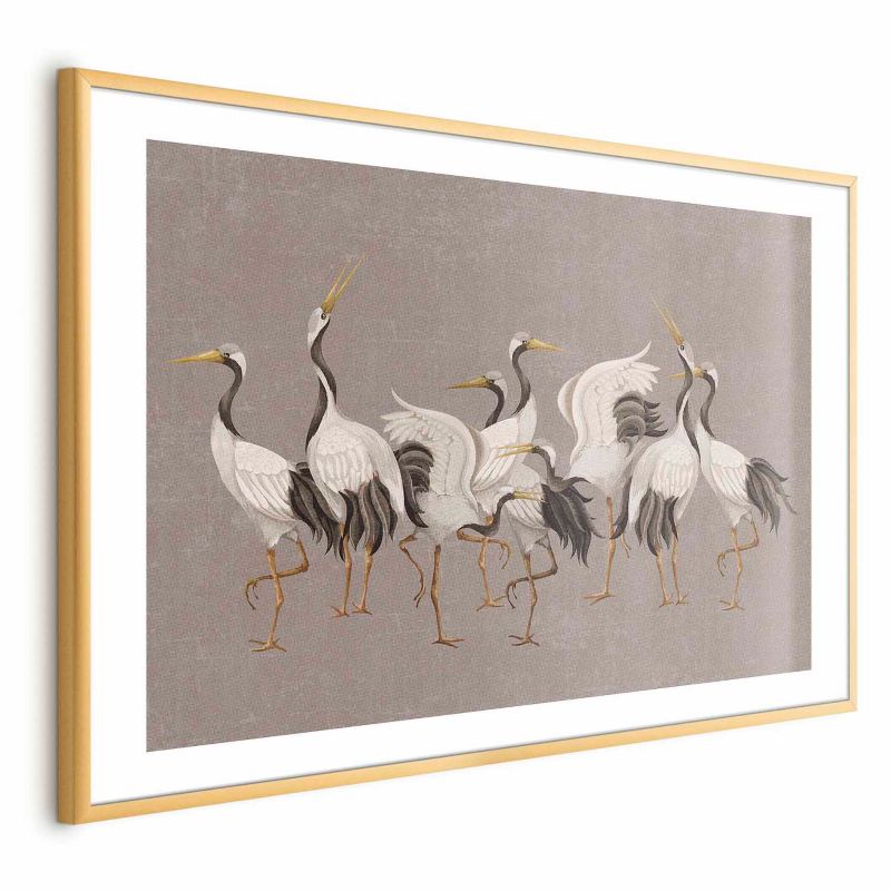 Plakat Artgeist Taniec żurawi 42x29,7 cm z ramą złotą 1 szt