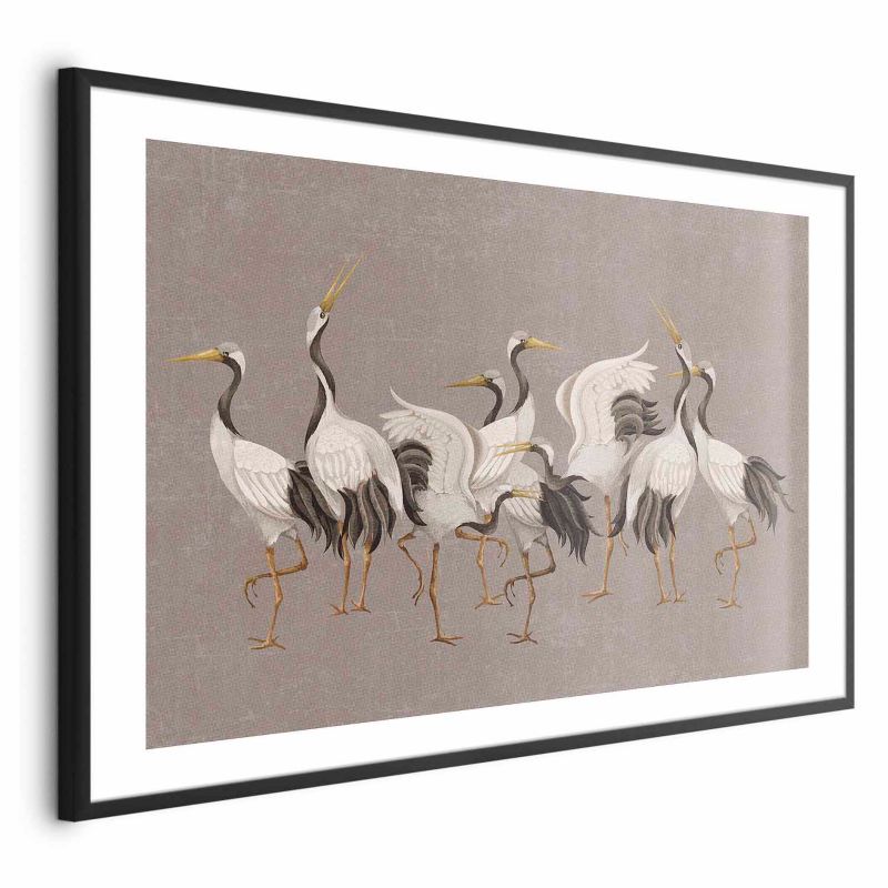 Plakat Artgeist Taniec żurawi 90x60 cm z ramą czarną 1 szt