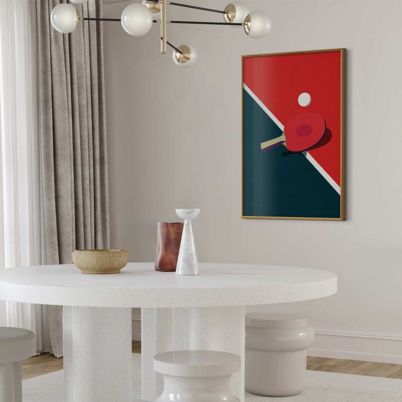 Plakat Artgeist Tenis stołowy 21x30 cm z ramą złotą 1 szt
