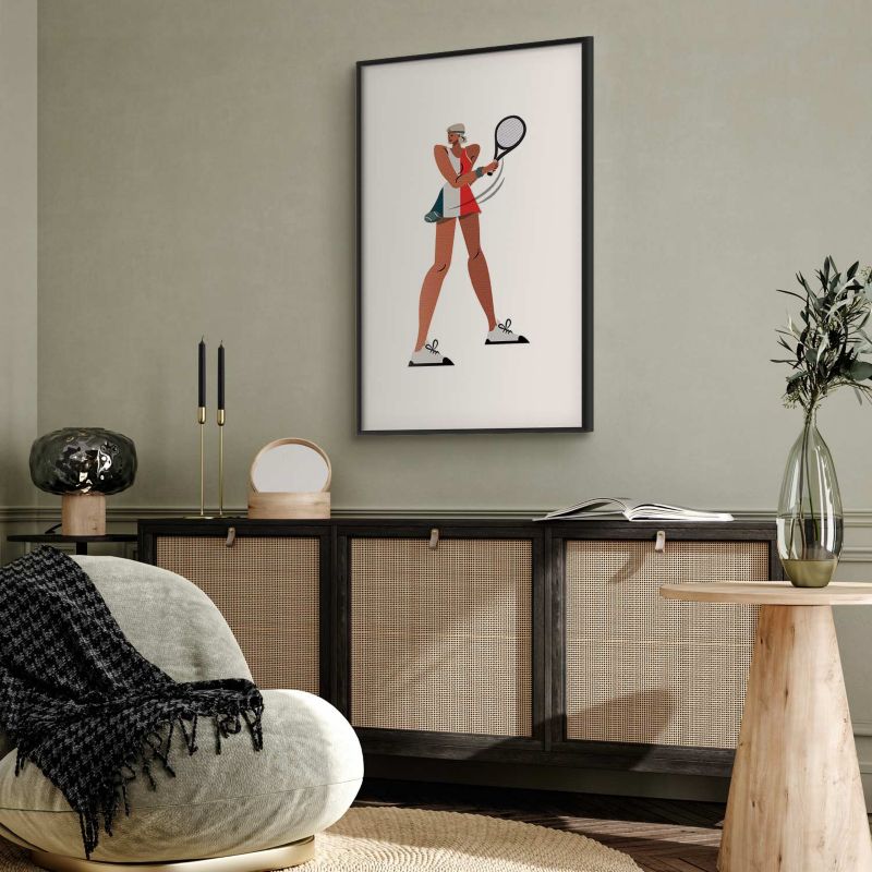 Plakat Artgeist Tenisistka z rakietą 40x60 cm z ramą czarną 1 szt