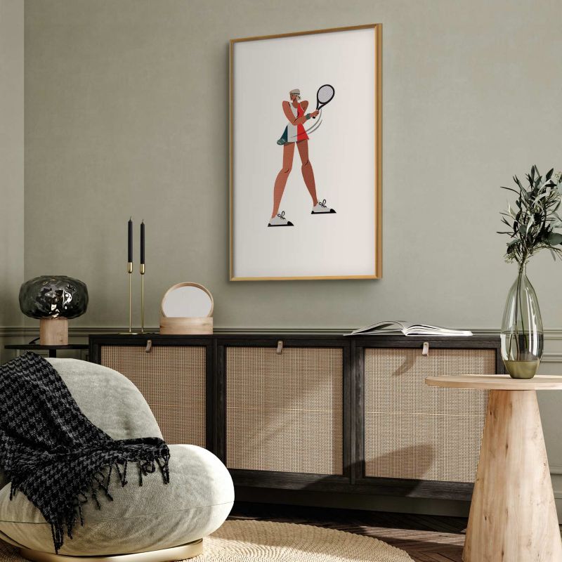 Plakat Artgeist Tenisistka z rakietą 60x90 cm z ramą złotą 1 szt
