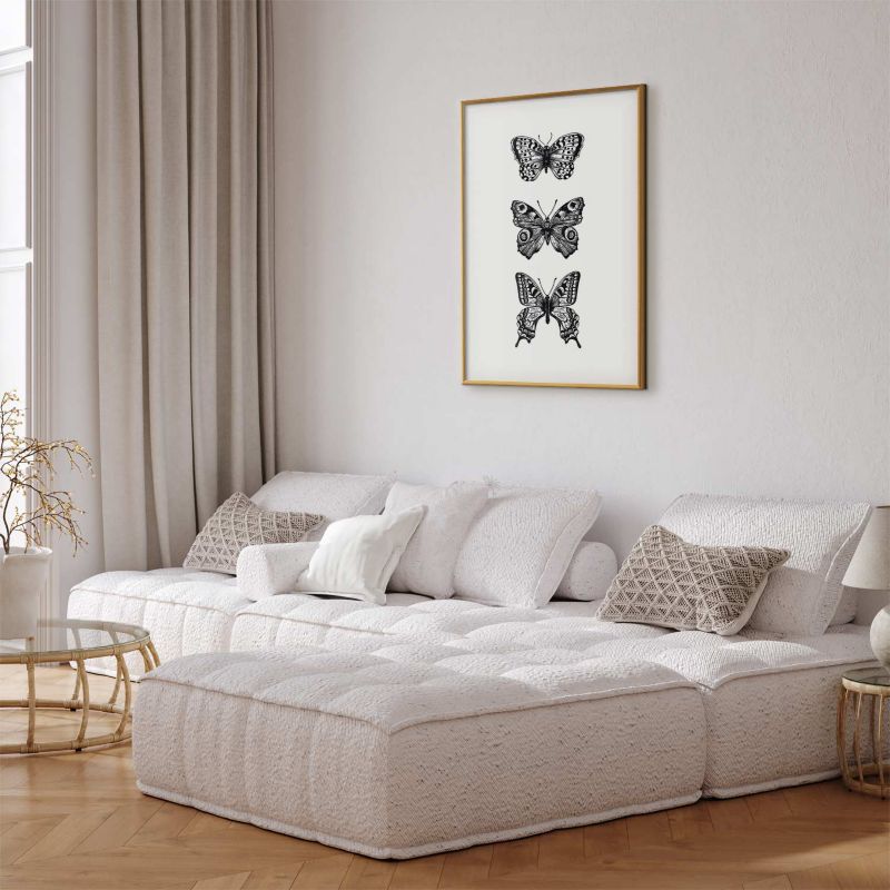 Plakat Artgeist Trzy motyle 29,7x42 cm z ramą złotą 1 szt