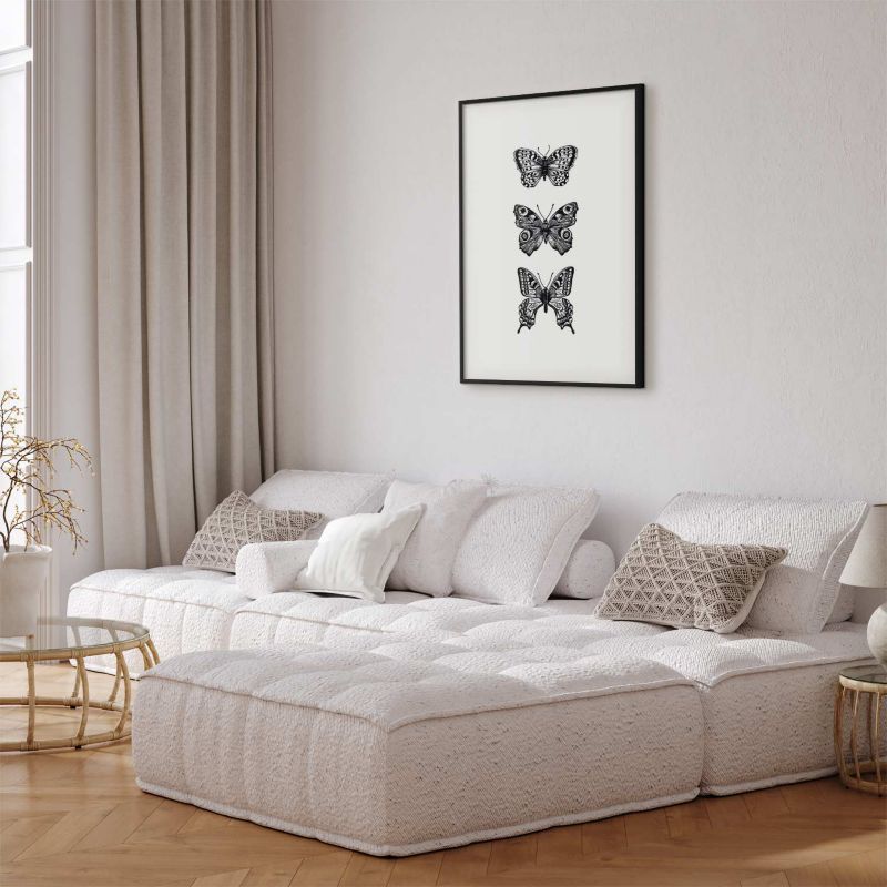 Plakat Artgeist Trzy motyle 40x60 cm z ramą czarną 1 szt